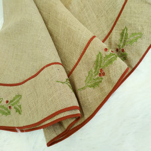 54" Round Tree Skirt Holiday Christmas Burlap Gold